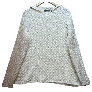 Liz Claiborne Womens FishermanTunic Sweater Cable Knit Size XL Ivory